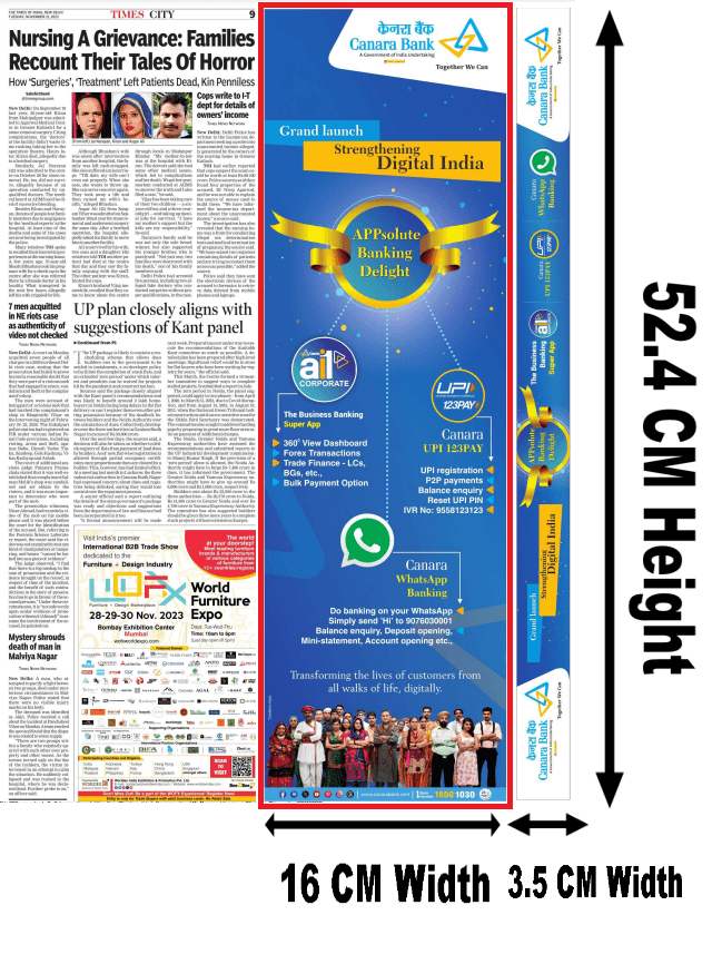 Times Of India Bangalore English Newspaper Advertising Rates Book